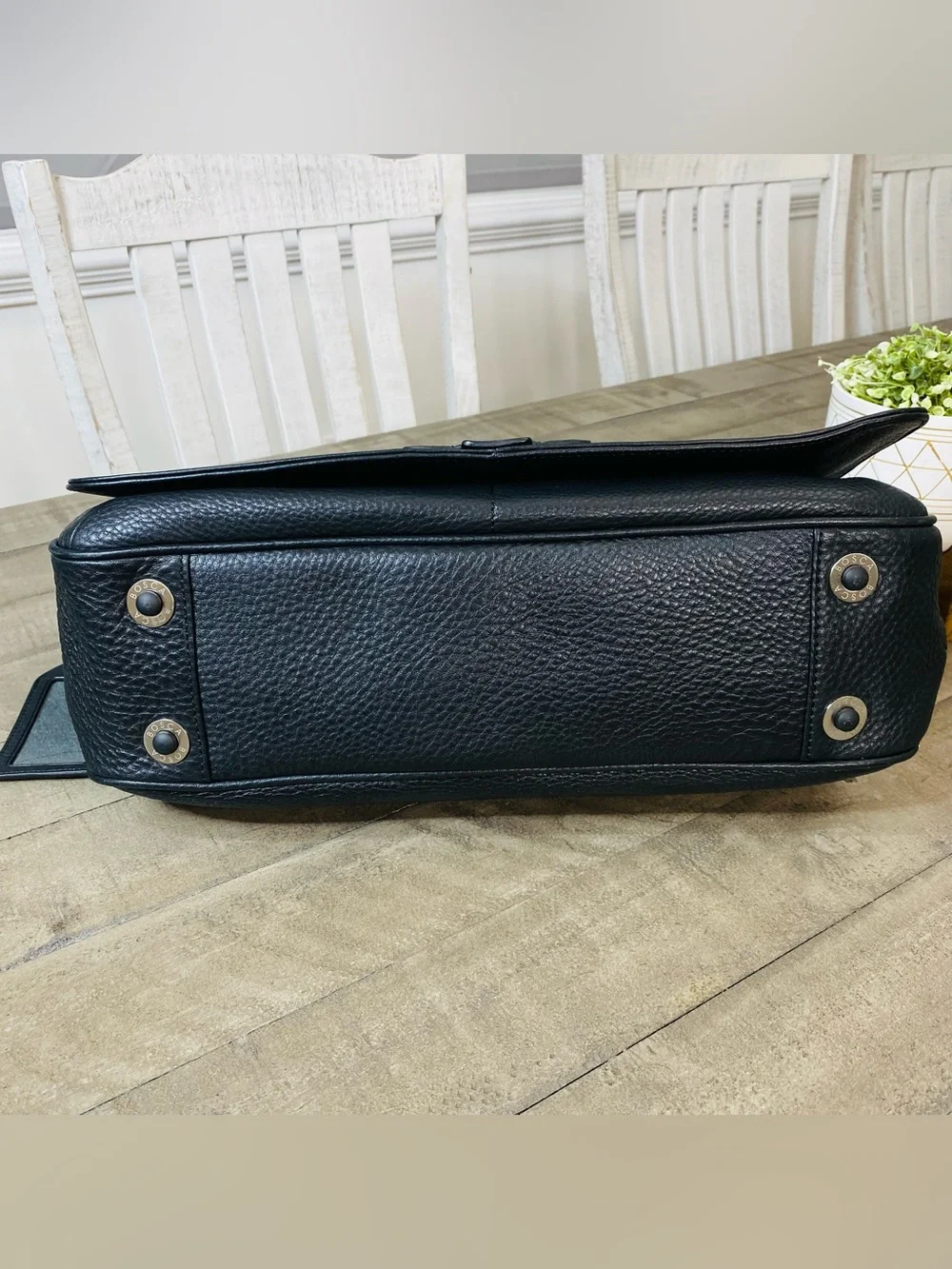 Bosca Tribeca Black Leather Messenger Bag Made In Italy